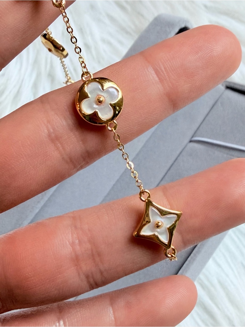 18k solid gold bracelet mother of pearl - Picture 7 of 9